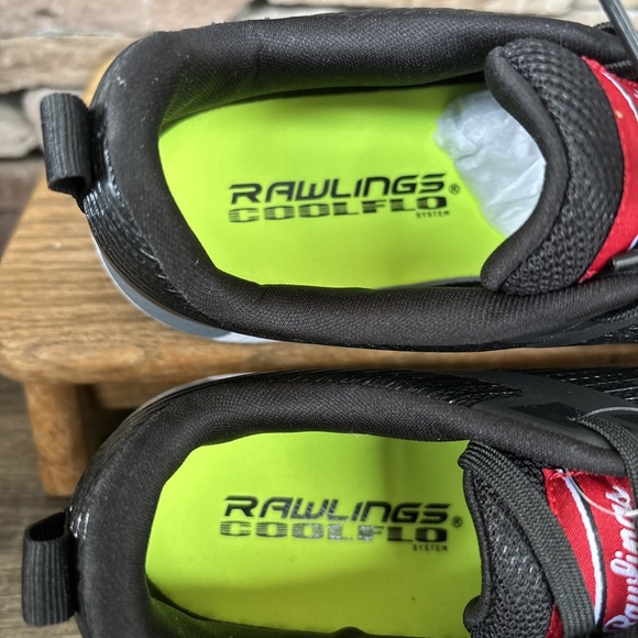 Rawlings League Turf Mens Shoes 8 D Black White Leather Lace-Up Baseball Cleats - Picture 11 of 16